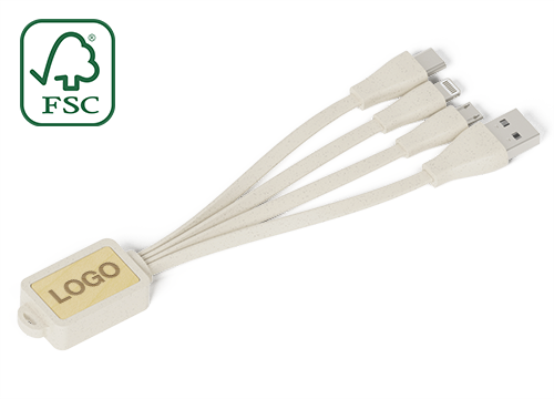 Multi Wood - USB Kabel med Logo Tryk