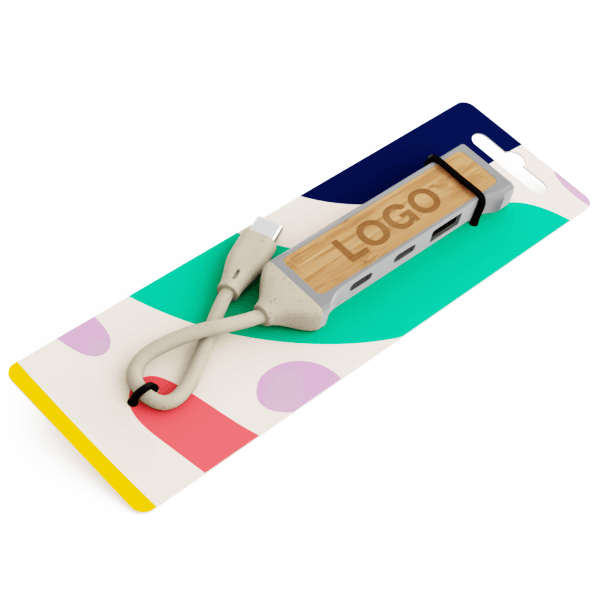 Expand Bamboo - USB-hub med logo