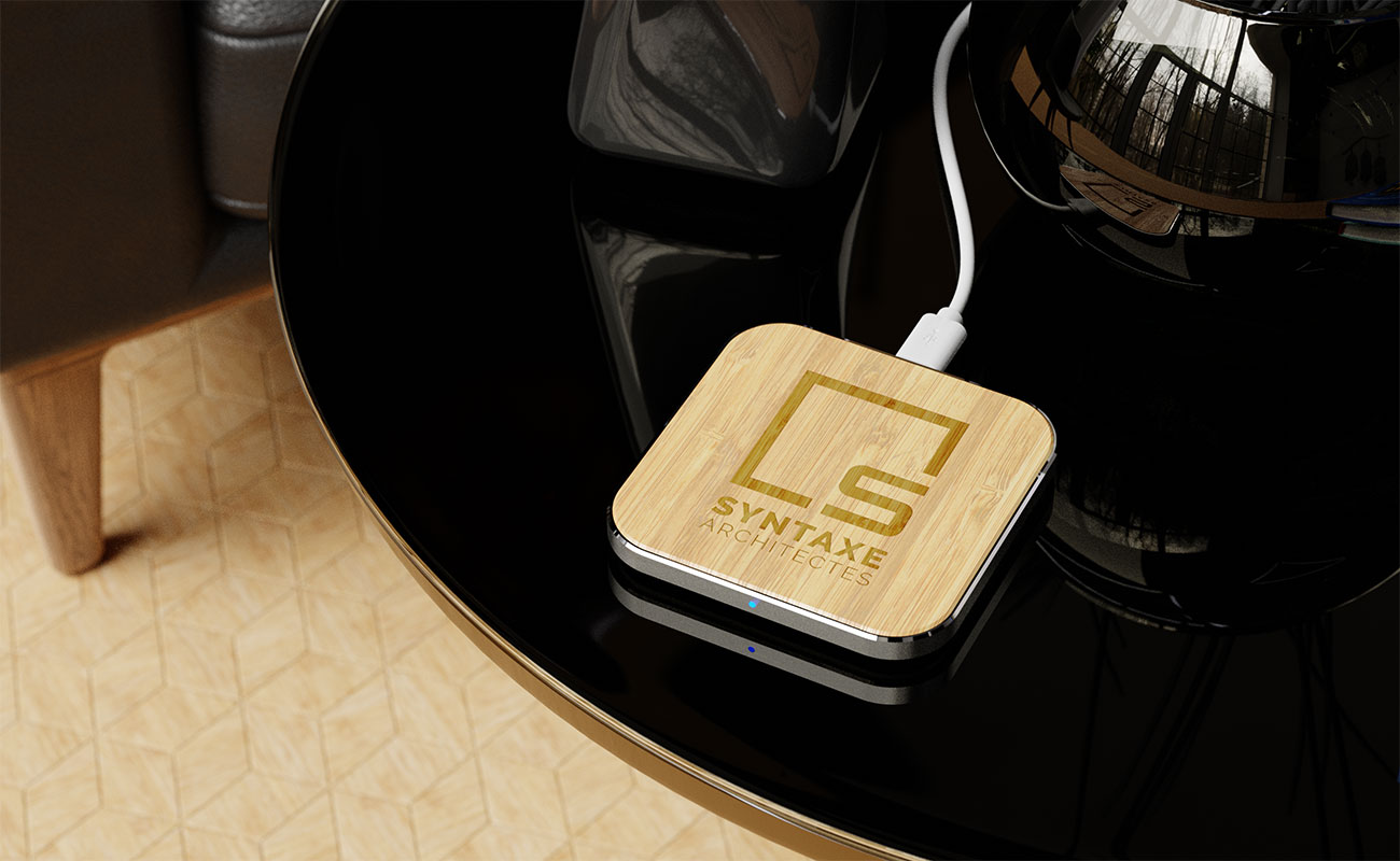 Savanna - Trådløs oplader i Bambus med logo gallery thumbnail